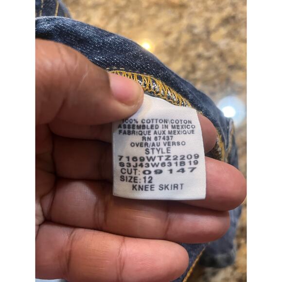 RL Ralph Women Sz 12 Lauren Polo Jeans Co Blue Denim Jean Midi Pencil Knee Skirt - Picture 7 of 9